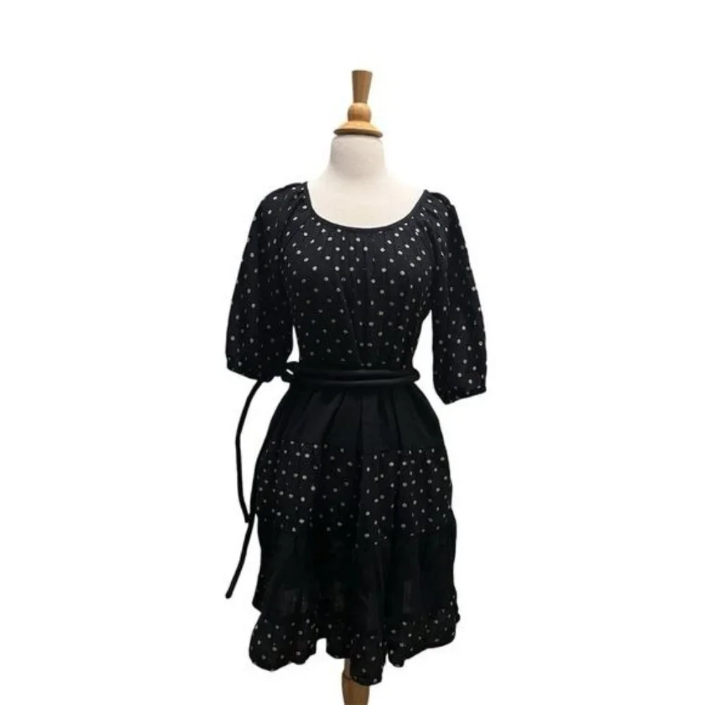 Ace & Jig Lola Mini Dress Black with Pastel Polka Dots XXS Rare Cotton Gauze - Picture 2 of 6